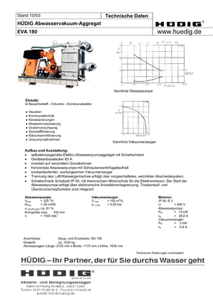 Agregaty do obniżania wód gruntowych Hüdig Eva 180 *