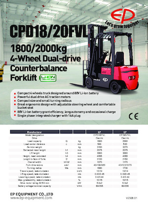 Wózki widłowe elektryczne EP CPD18FVL