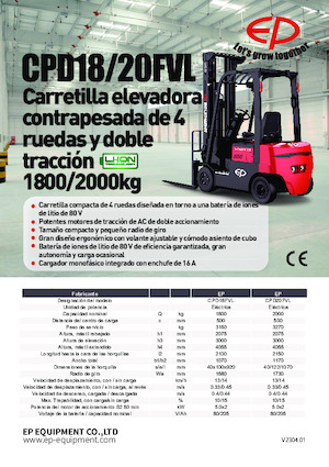 Wózki widłowe elektryczne EP CPD18FVL