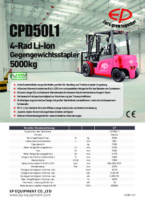 Wózki widłowe elektryczne EP CPD50L1