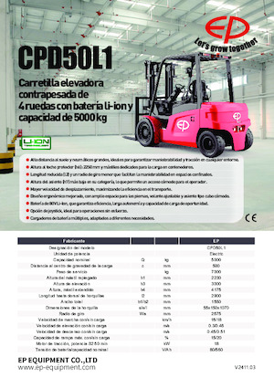 Wózki widłowe elektryczne EP CPD50L1