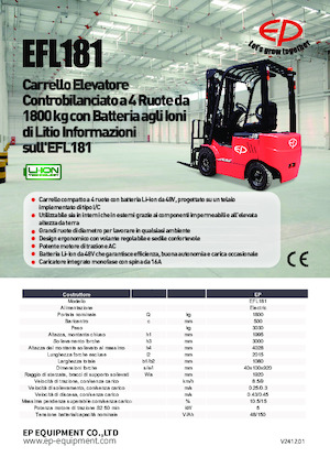Wózki widłowe elektryczne EP EFL181