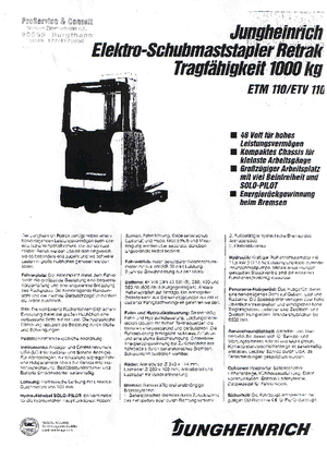 Wózki wysokiego składowania Jungheinrich ETM/ETV 110