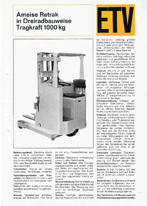 Wózki wysokiego składowania Jungheinrich Retrak ETM/ETV 10