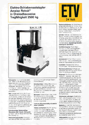 Wózki wysokiego składowania Jungheinrich Retrak ETM/ETV 25