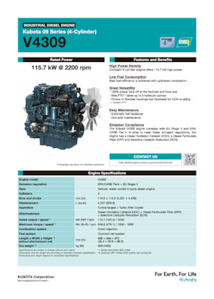 Silniki Kubota V4309