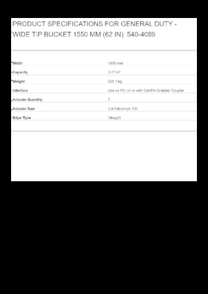 Łyżki do koparek Caterpillar 1550 MM