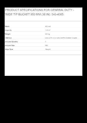 Łyżki do koparek Caterpillar 950 MM