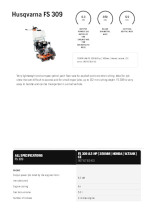 Przecinarki jezdne Husqvarna FS 309