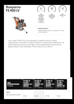 Przecinarki jezdne Husqvarna FS 400 LV