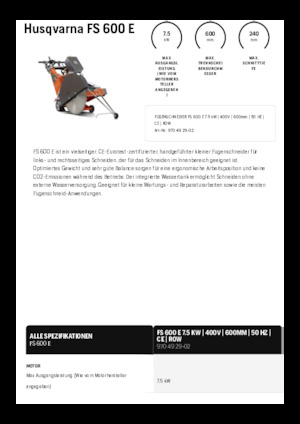 Przecinarki jezdne Husqvarna FS 600 E