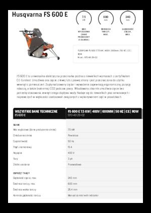 Przecinarki jezdne Husqvarna FS 600 E