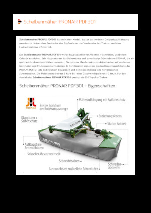 Kosiarka dyskowa bez kondycjonera mocowana z przodu Pronar PDF 301