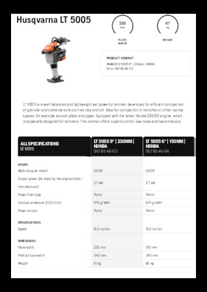 Ubijaki wibracyjne diesel i benzynowe Husqvarna LT 5005