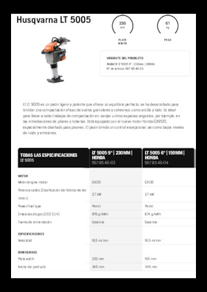 Ubijaki wibracyjne diesel i benzynowe Husqvarna LT 5005