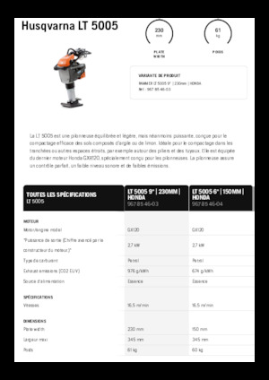 Ubijaki wibracyjne diesel i benzynowe Husqvarna LT 5005