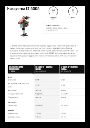 Ubijaki wibracyjne diesel i benzynowe Husqvarna LT 5005