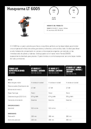 Ubijaki wibracyjne diesel i benzynowe Husqvarna LT 6005