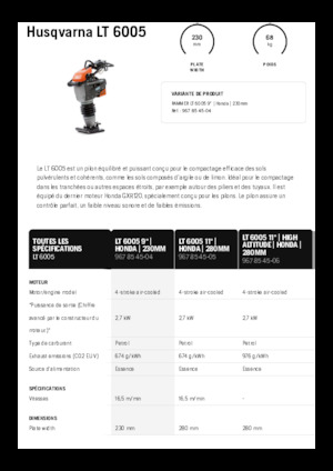 Ubijaki wibracyjne diesel i benzynowe Husqvarna LT 6005