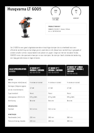 Ubijaki wibracyjne diesel i benzynowe Husqvarna LT 6005