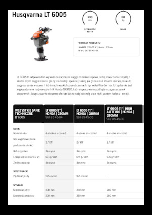 Ubijaki wibracyjne diesel i benzynowe Husqvarna LT 6005