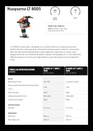Ubijaki wibracyjne diesel i benzynowe Husqvarna LT 8005