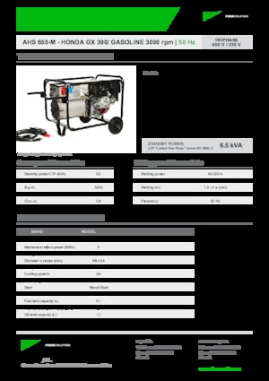 Agregaty prądotwórcze z silnikiem spalinowym INMESOL AHS 650-M