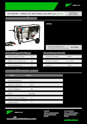 Agregaty prądotwórcze z silnikiem spalinowym INMESOL AHS 650-M