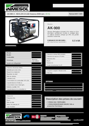 Agregaty prądotwórcze z silnikiem spalinowym INMESOL AK-900-E