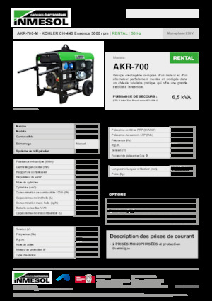 Agregaty prądotwórcze z silnikiem spalinowym INMESOL AKR-700-M