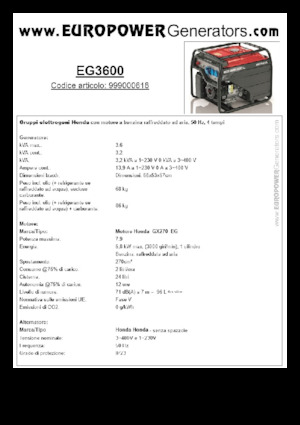Agregaty prądotwórcze z silnikiem spalinowym Europower EG3600