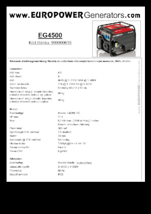 Agregaty prądotwórcze z silnikiem spalinowym Europower EG4500