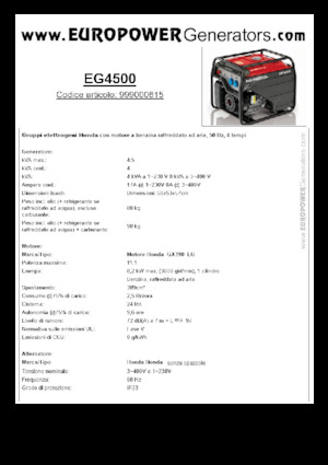 Agregaty prądotwórcze z silnikiem spalinowym Europower EG4500