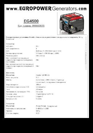 Agregaty prądotwórcze z silnikiem spalinowym Europower EG4500