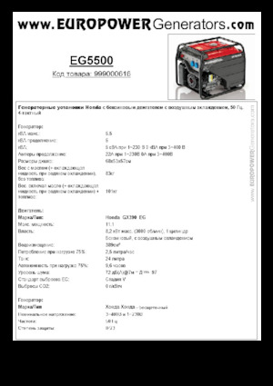 Agregaty prądotwórcze z silnikiem spalinowym Europower EG5500