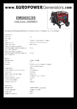 Agregaty prądotwórcze z silnikiem spalinowym Europower EM5500CXS