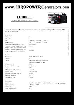 Agregaty prądotwórcze z silnikiem spalinowym Europower EP10000E (MA)