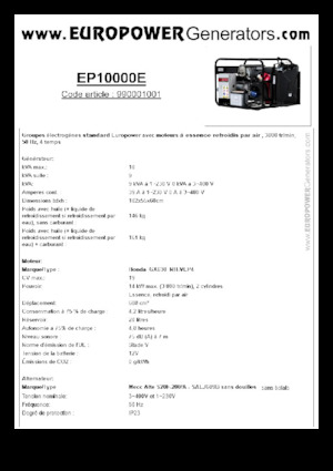Agregaty prądotwórcze z silnikiem spalinowym Europower EP10000E (MA)