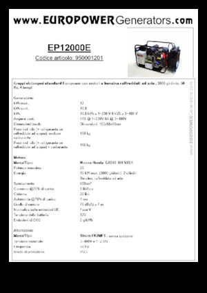 Agregaty prądotwórcze z silnikiem spalinowym Europower EP12000E (S)