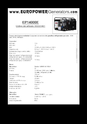 Agregaty prądotwórcze z silnikiem spalinowym Europower EP14000E (S)