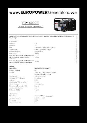 Agregaty prądotwórcze z silnikiem spalinowym Europower EP14000E (S)