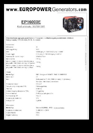 Agregaty prądotwórcze z silnikiem spalinowym Europower EP16000E (S)