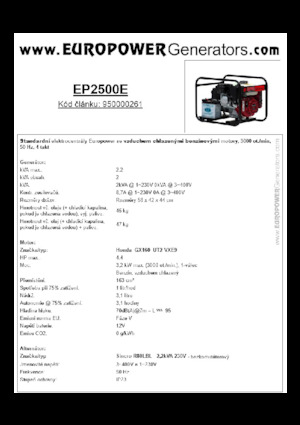 Agregaty prądotwórcze z silnikiem spalinowym Europower EP2500E (S)
