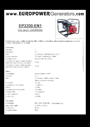 Agregaty prądotwórcze z silnikiem spalinowym Europower EP3300-EN1 (MA)