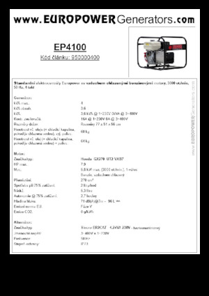 Agregaty prądotwórcze z silnikiem spalinowym Europower EP4100 (S)