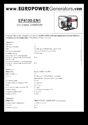 Agregaty prądotwórcze z silnikiem spalinowym Europower EP4100-EN1 (S)