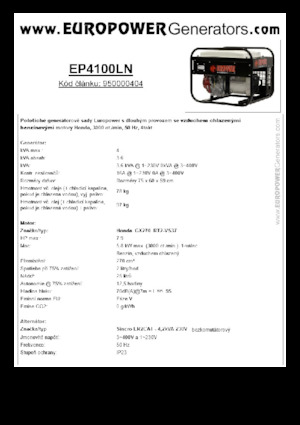 Agregaty prądotwórcze z silnikiem spalinowym Europower EP4100LN (S)