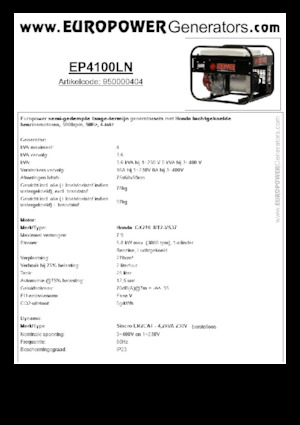 Agregaty prądotwórcze z silnikiem spalinowym Europower EP4100LN (S)