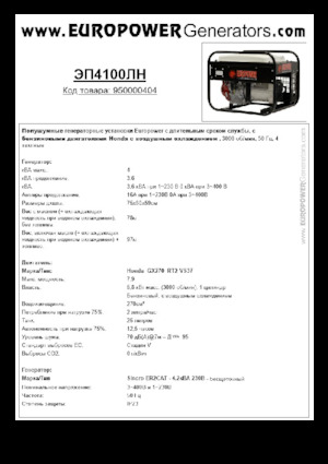 Agregaty prądotwórcze z silnikiem spalinowym Europower EP4100LN (S)