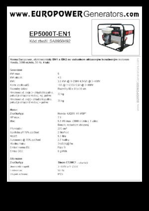 Agregaty prądotwórcze z silnikiem spalinowym Europower EP5000T-EN1 (S)